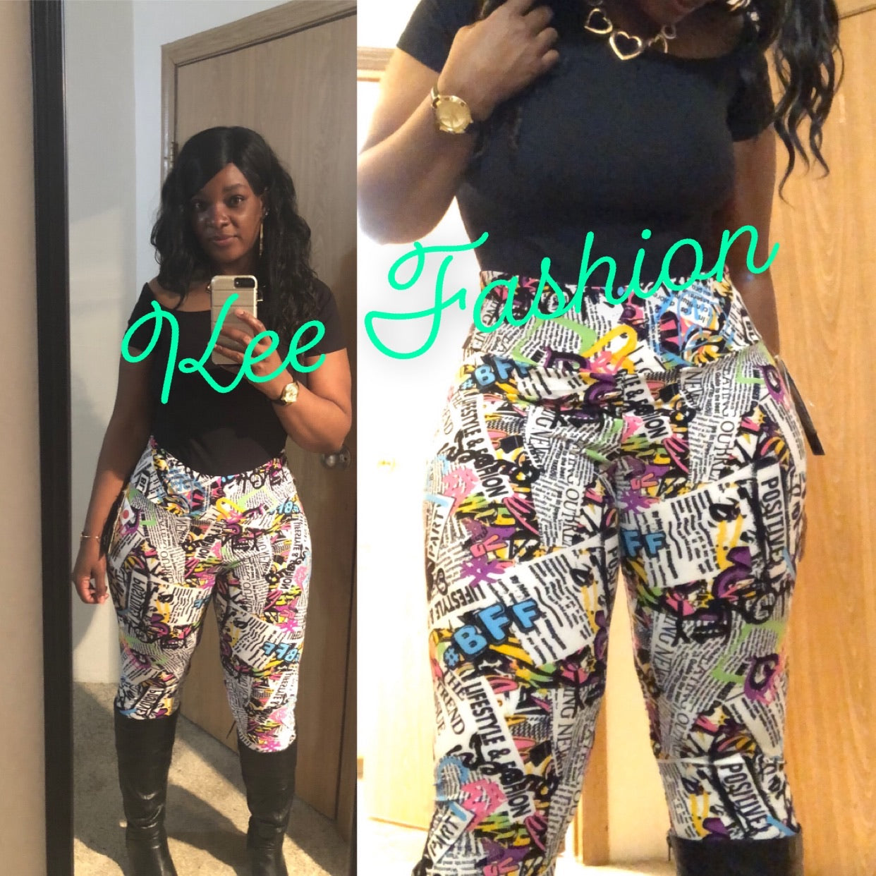 Plus Size Graffiti Print Leggings