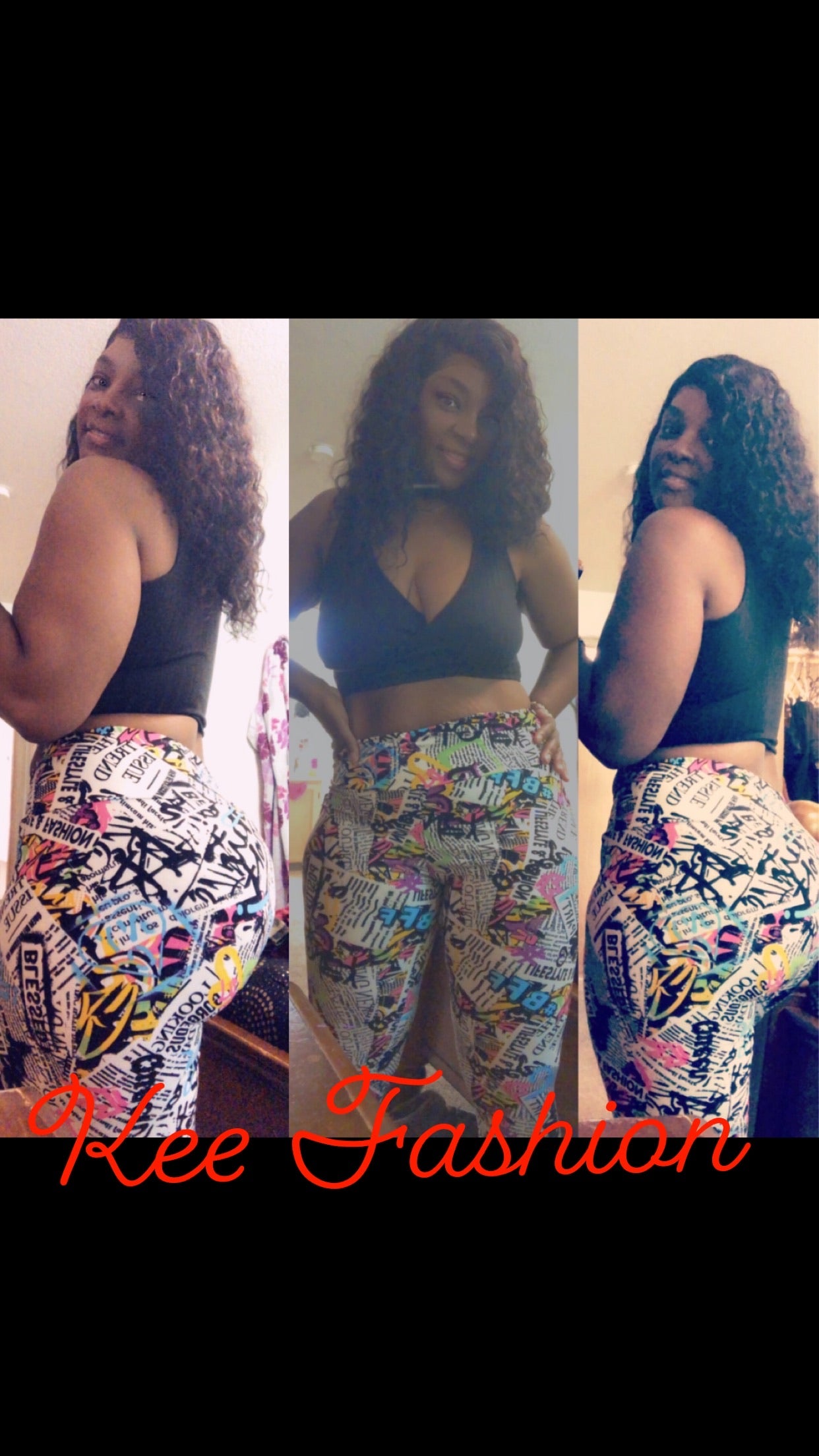 Plus Size Graffiti Print Leggings