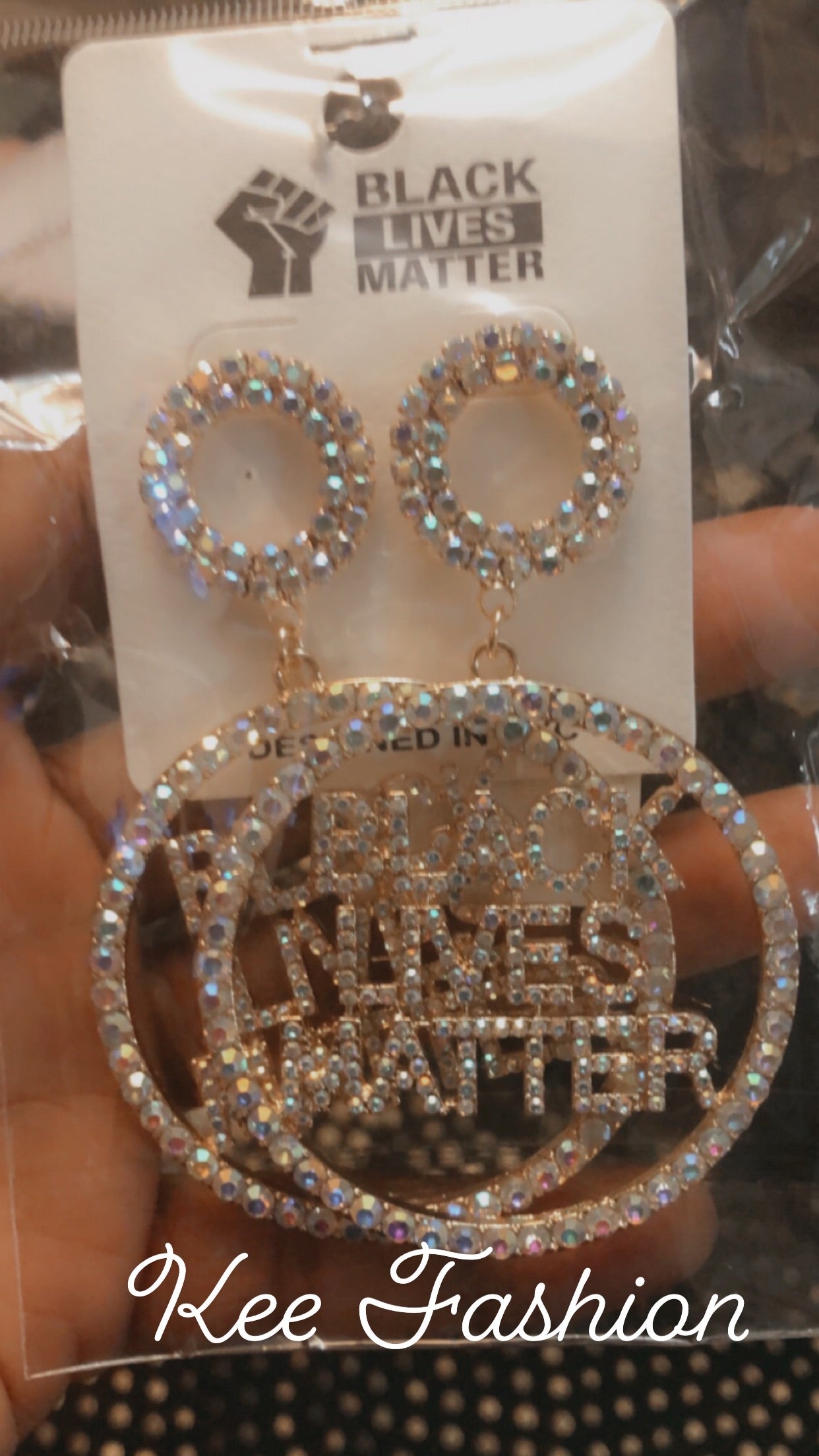 Rhinestone BLM Earrings