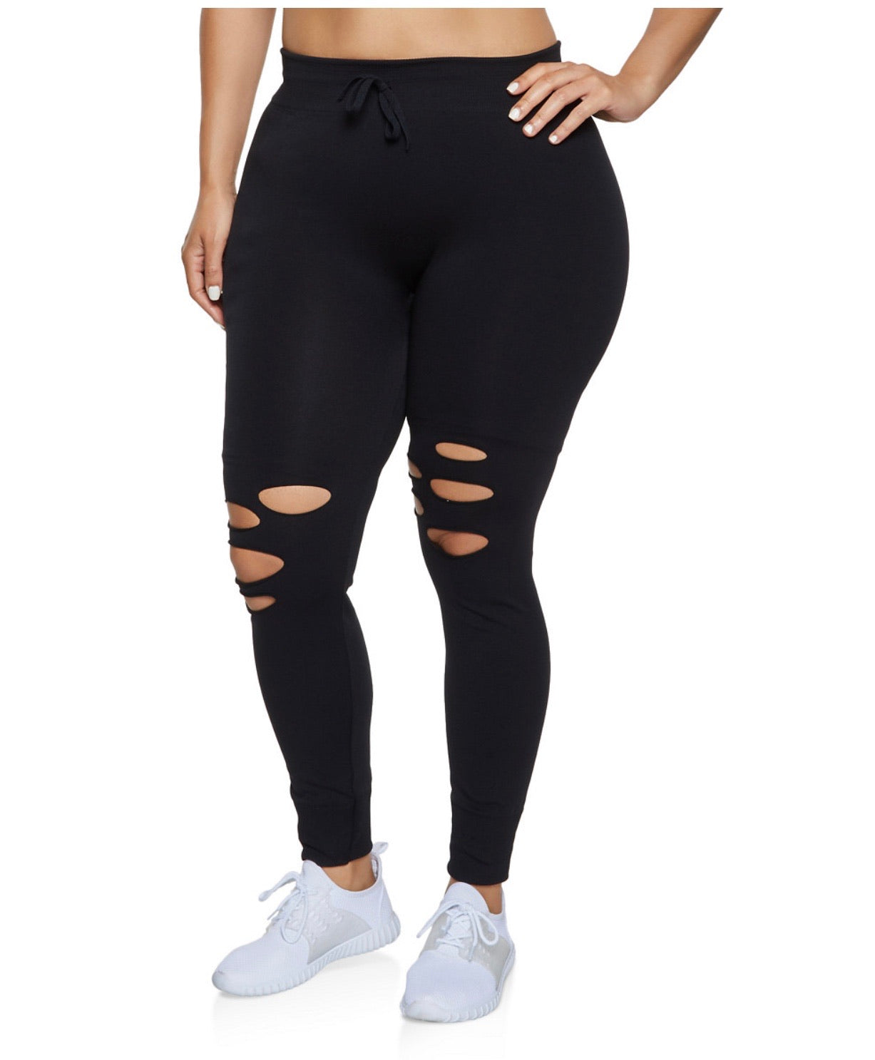 Plus Size Distressed Leggings