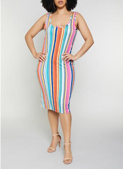 Plus Size Pastel Striped Tank Dress