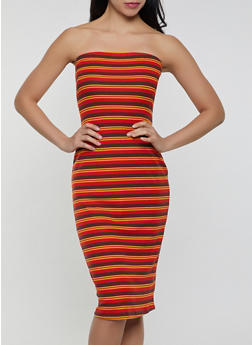 Plus Size Striped Tube Dress