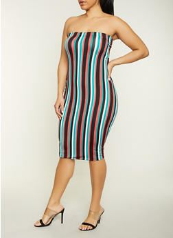 Plus Size Watermelon  Tube Dress